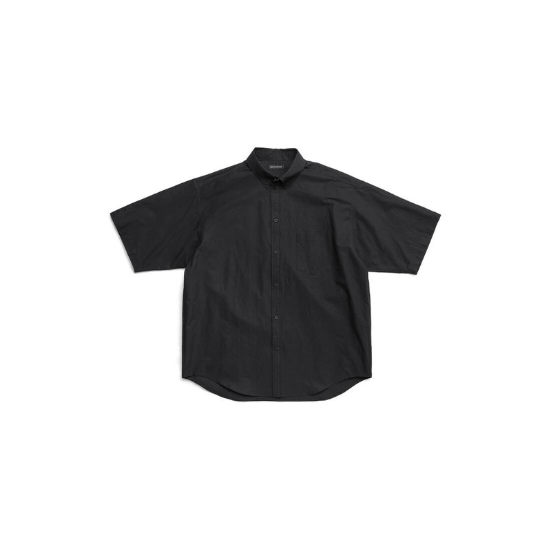Men's Tape Type Short Sleeve Shirt Large Fit in Black - 1