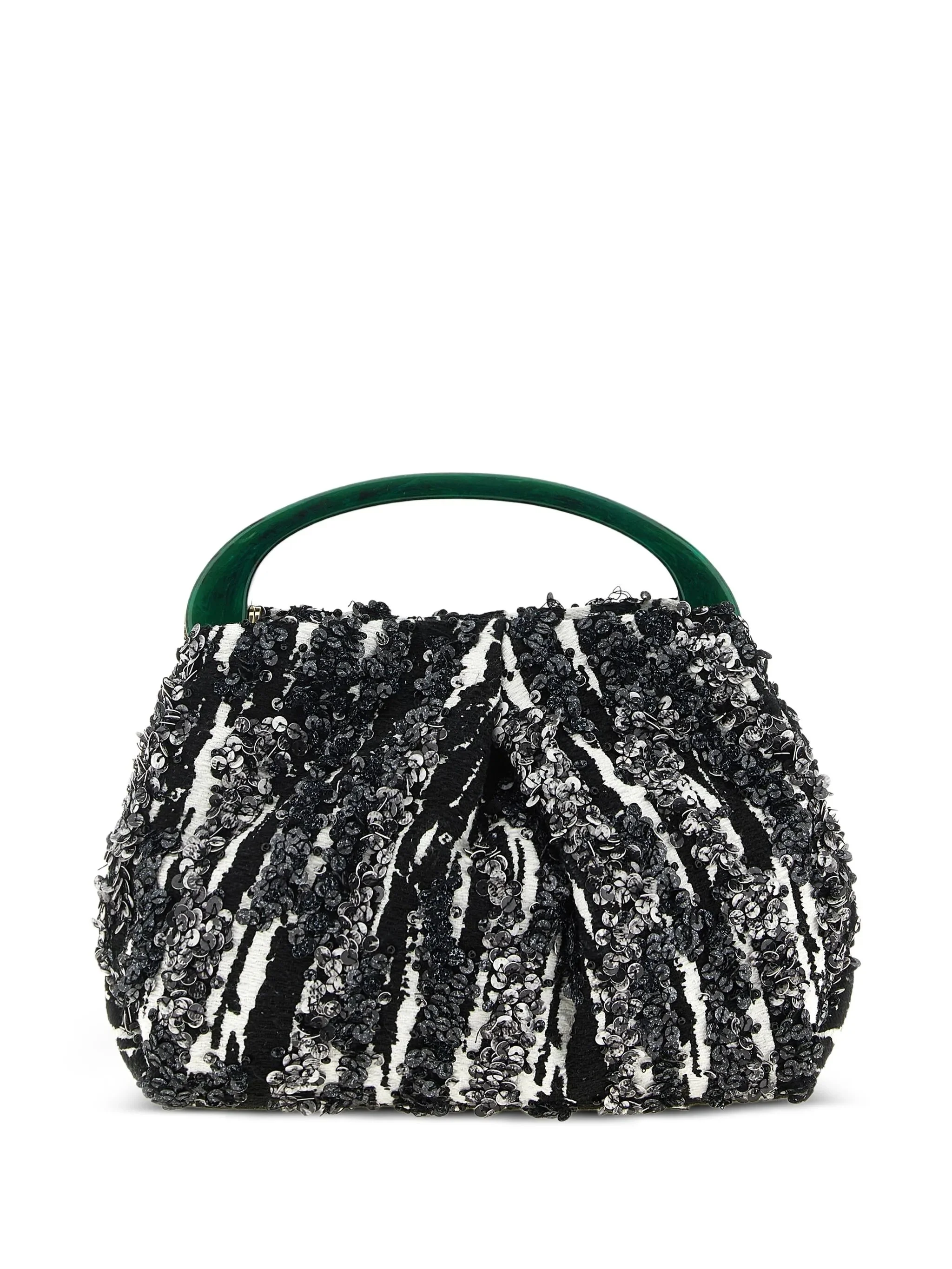 sequin-embellished jacquard pleated tote bag - 1