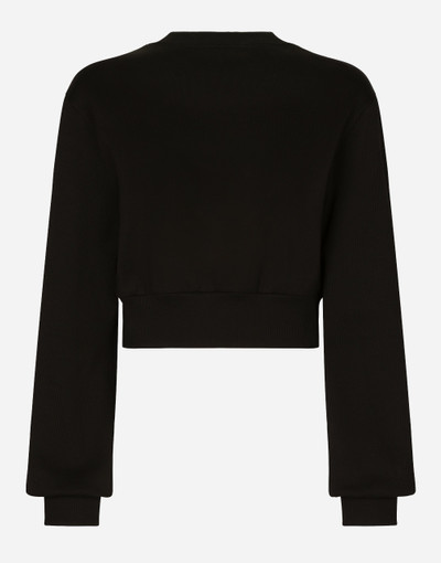 Dolce & Gabbana Cropped jersey sweatshirt with embroidered DG patch outlook