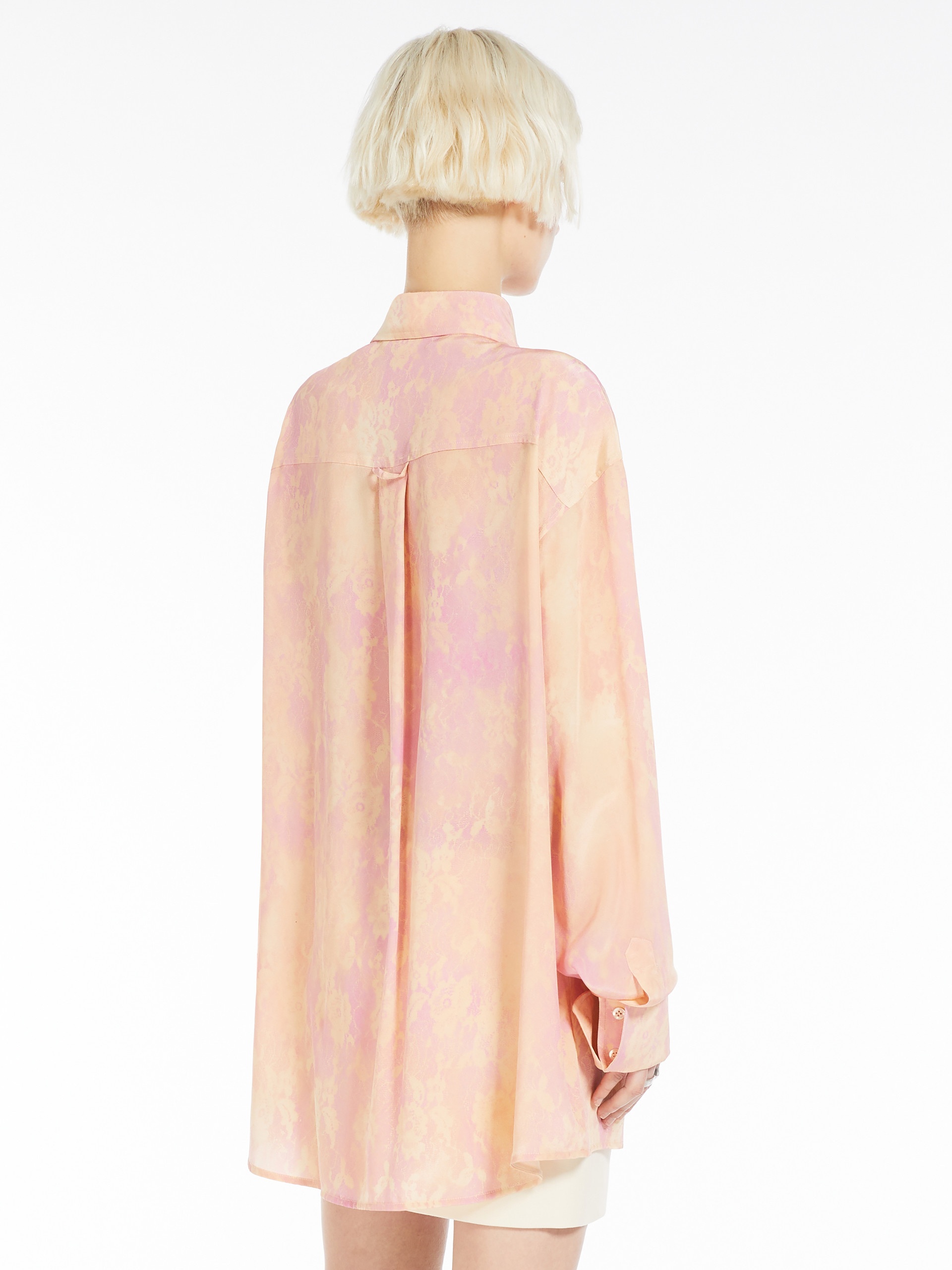 PERLE Oversized lace-print silk tunic - 4