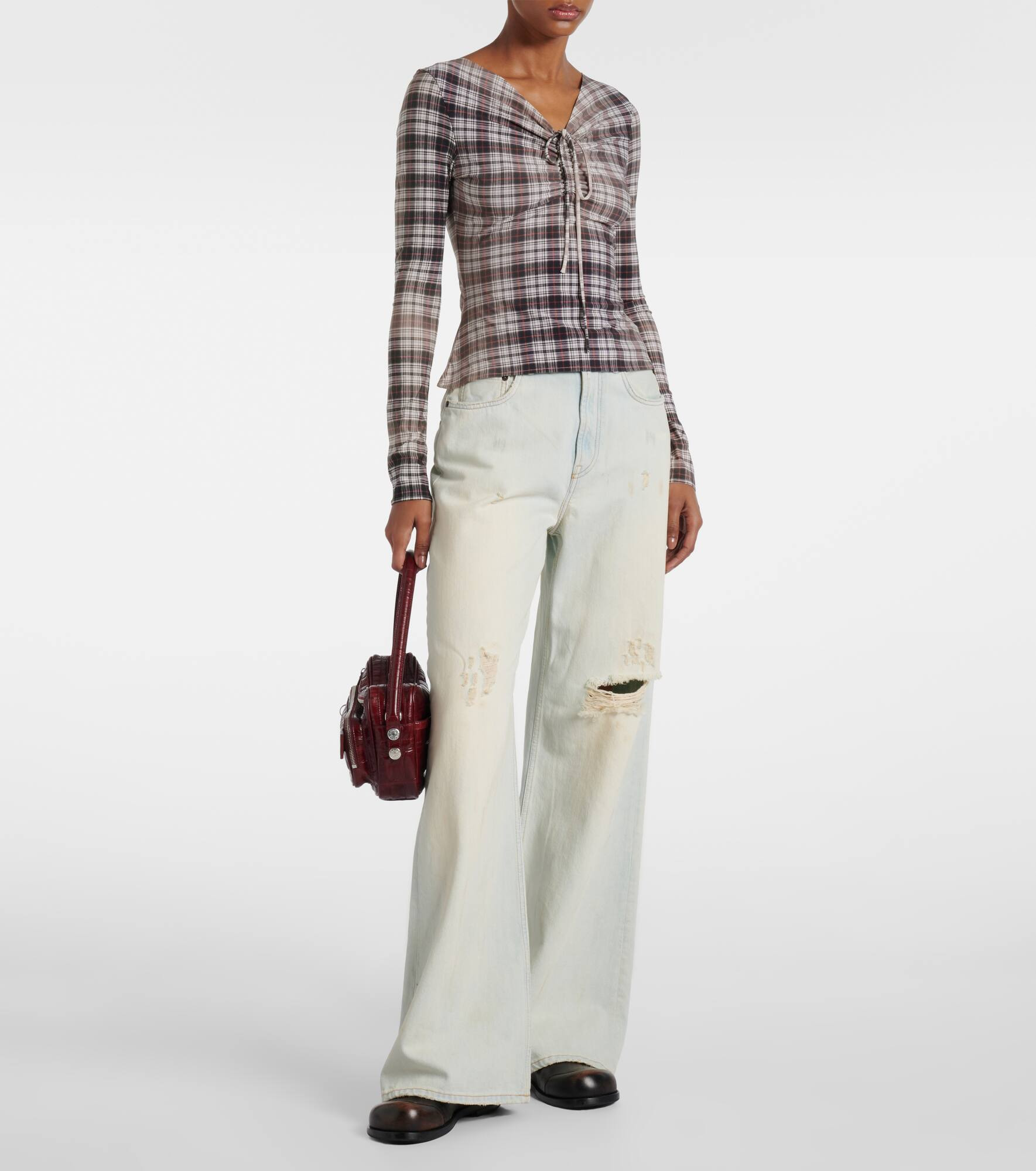 Plaid ruched top - 2