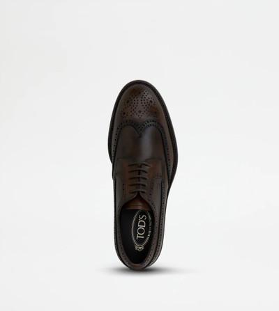 Tod's LACE-UPS IN LEATHER - BROWN outlook