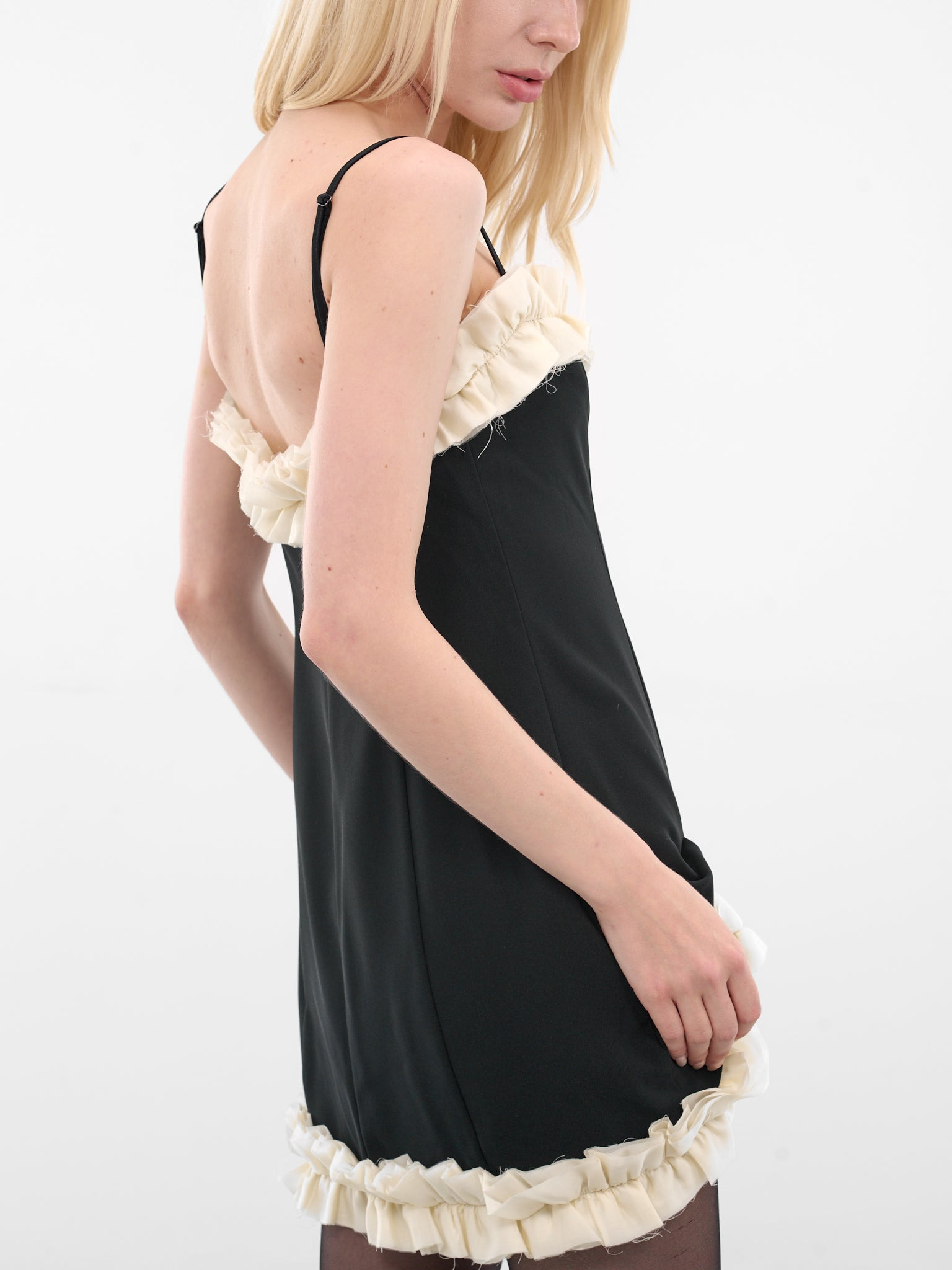 Navy Frilled Mini Dress - 5