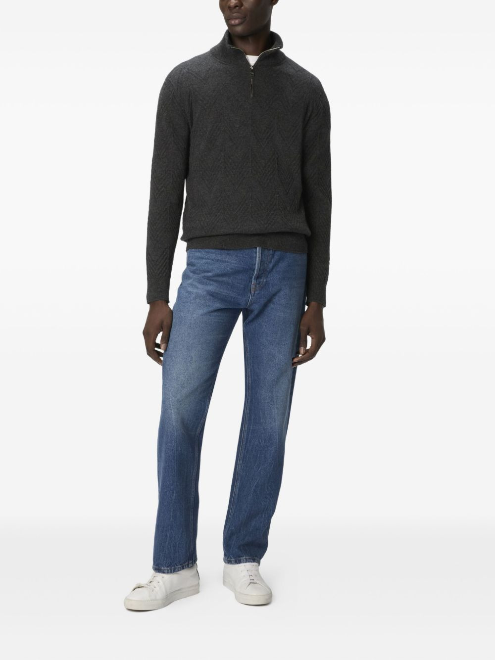 herringbone half-zip sweater - 2