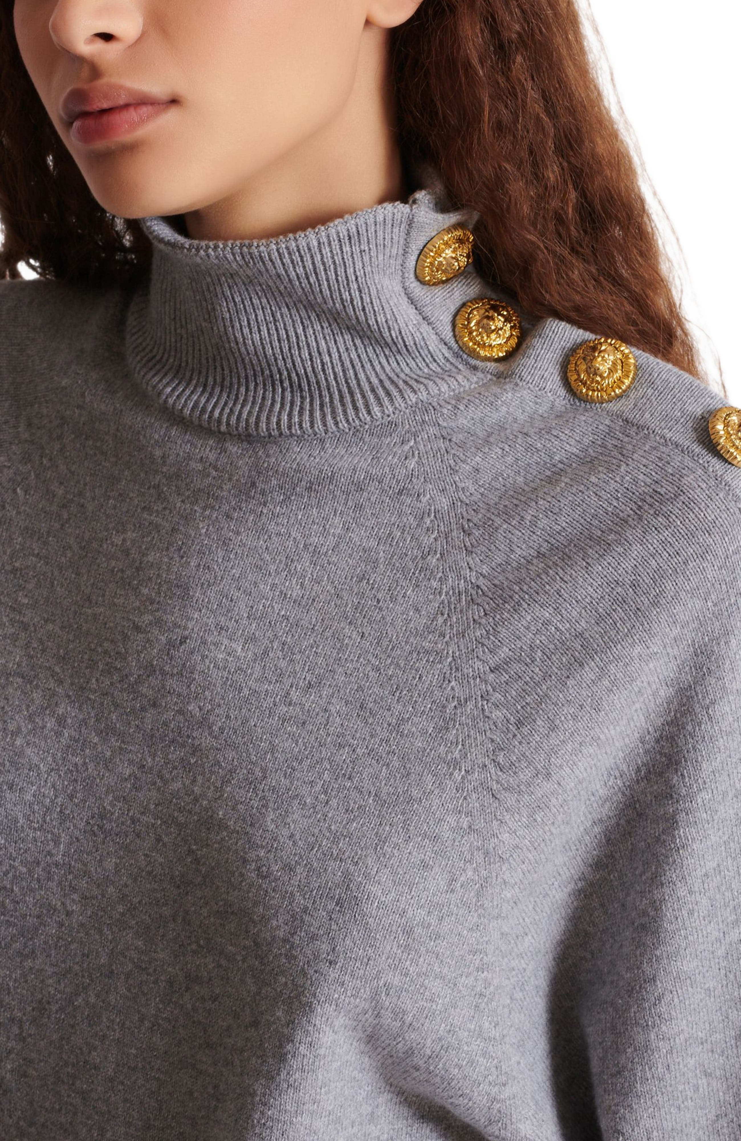 Balmain Short Cashmere Jumper Dress in Grey at Nordstrom - 7
