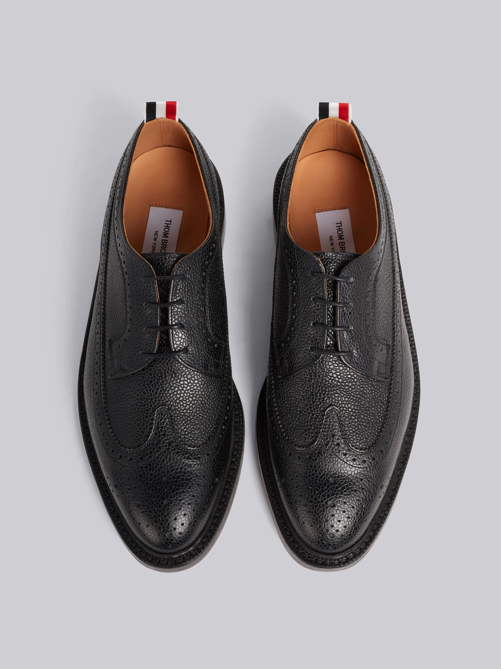 Black Pebble Grain Classic Longwing Brogue With Leather Sole - 4