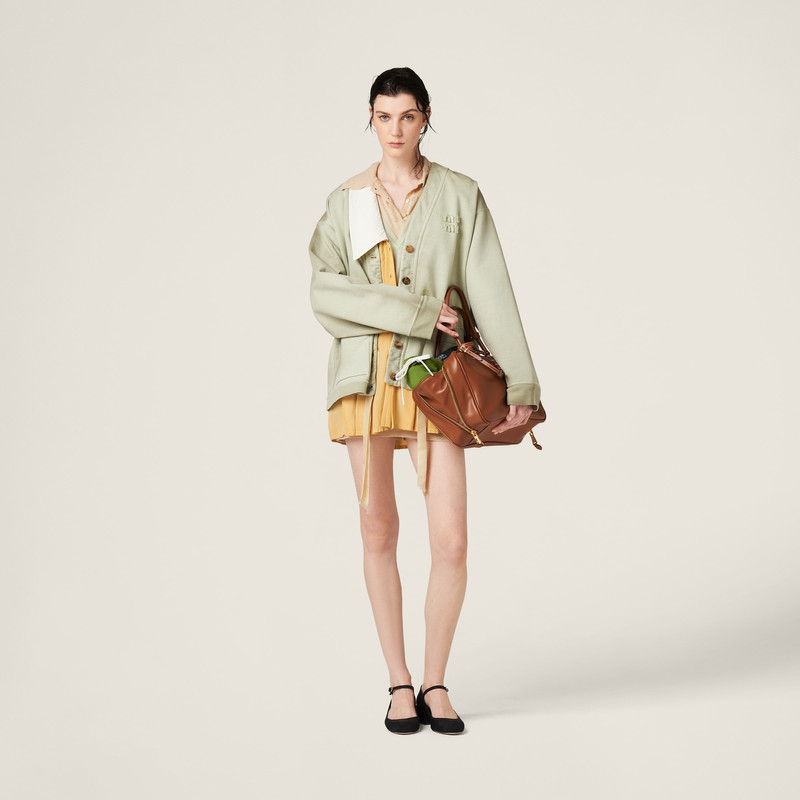 Miu Miu Garment-dyed cotton fleece cardigan outlook