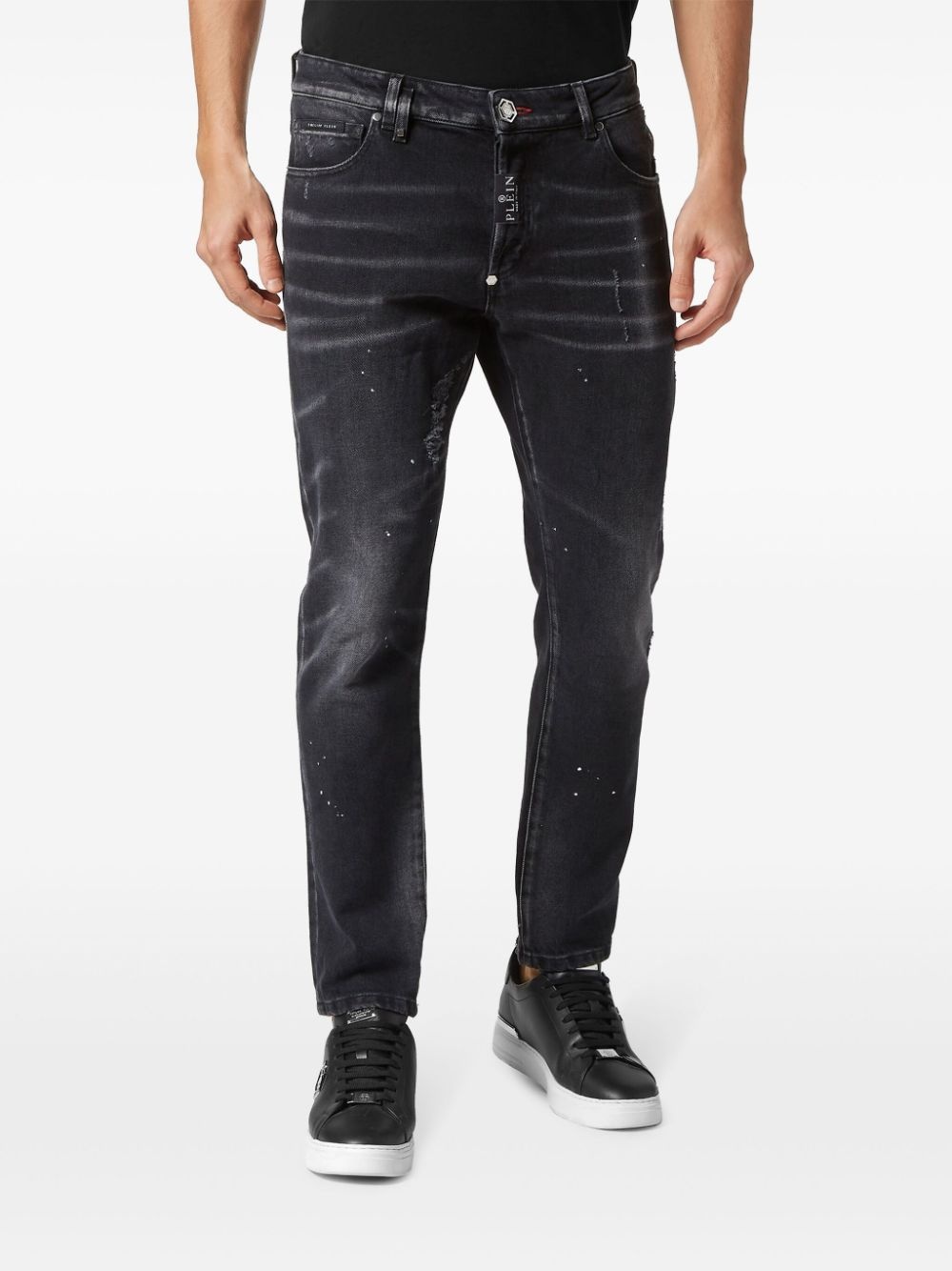 paint-splatter skinny-cut jeans - 6