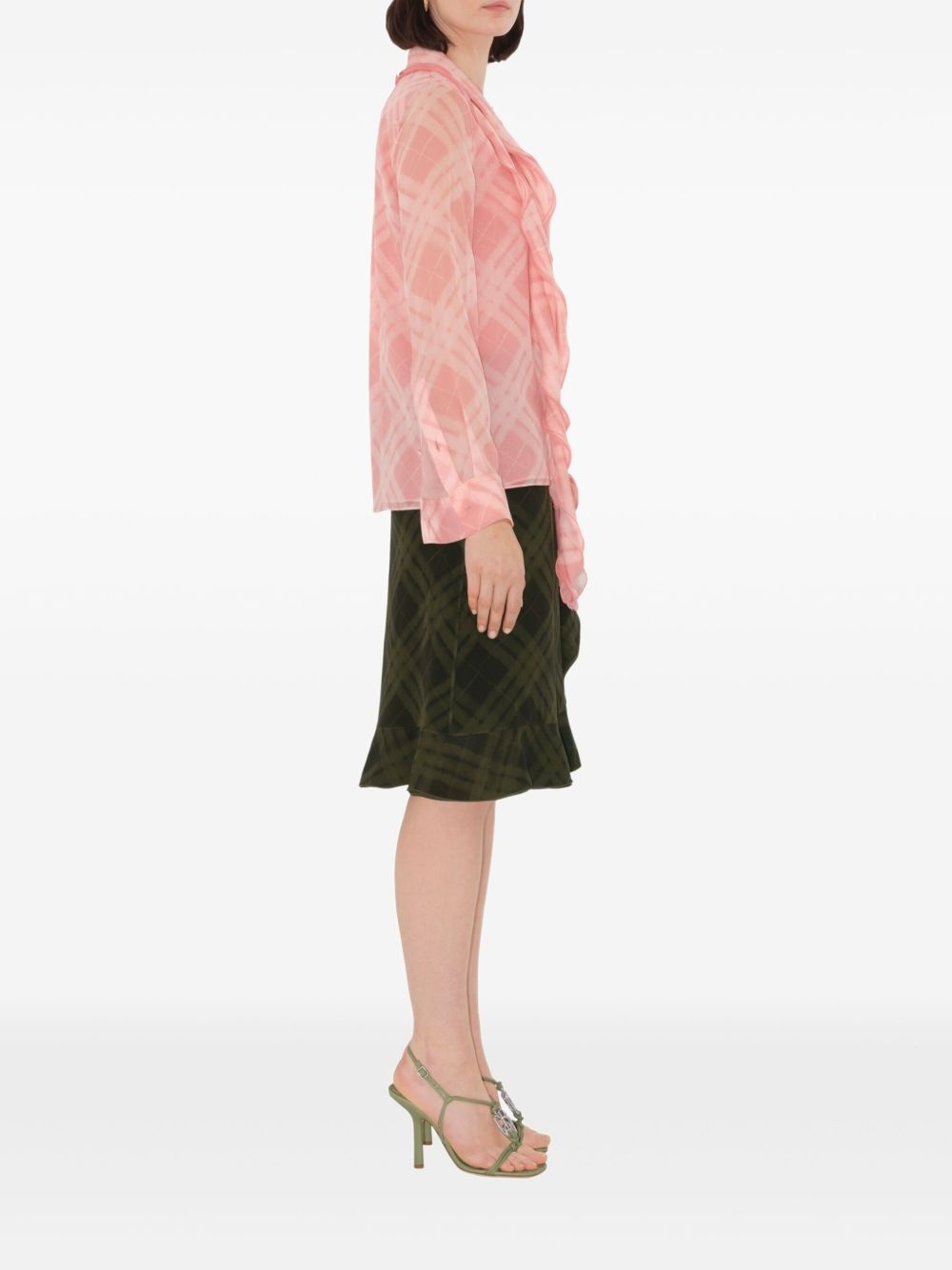 Check Silk Wrap skirt - 3
