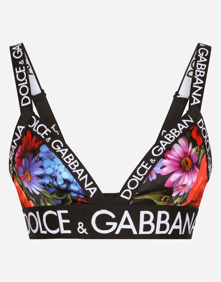 Meadow-print satin triangle bra - 1