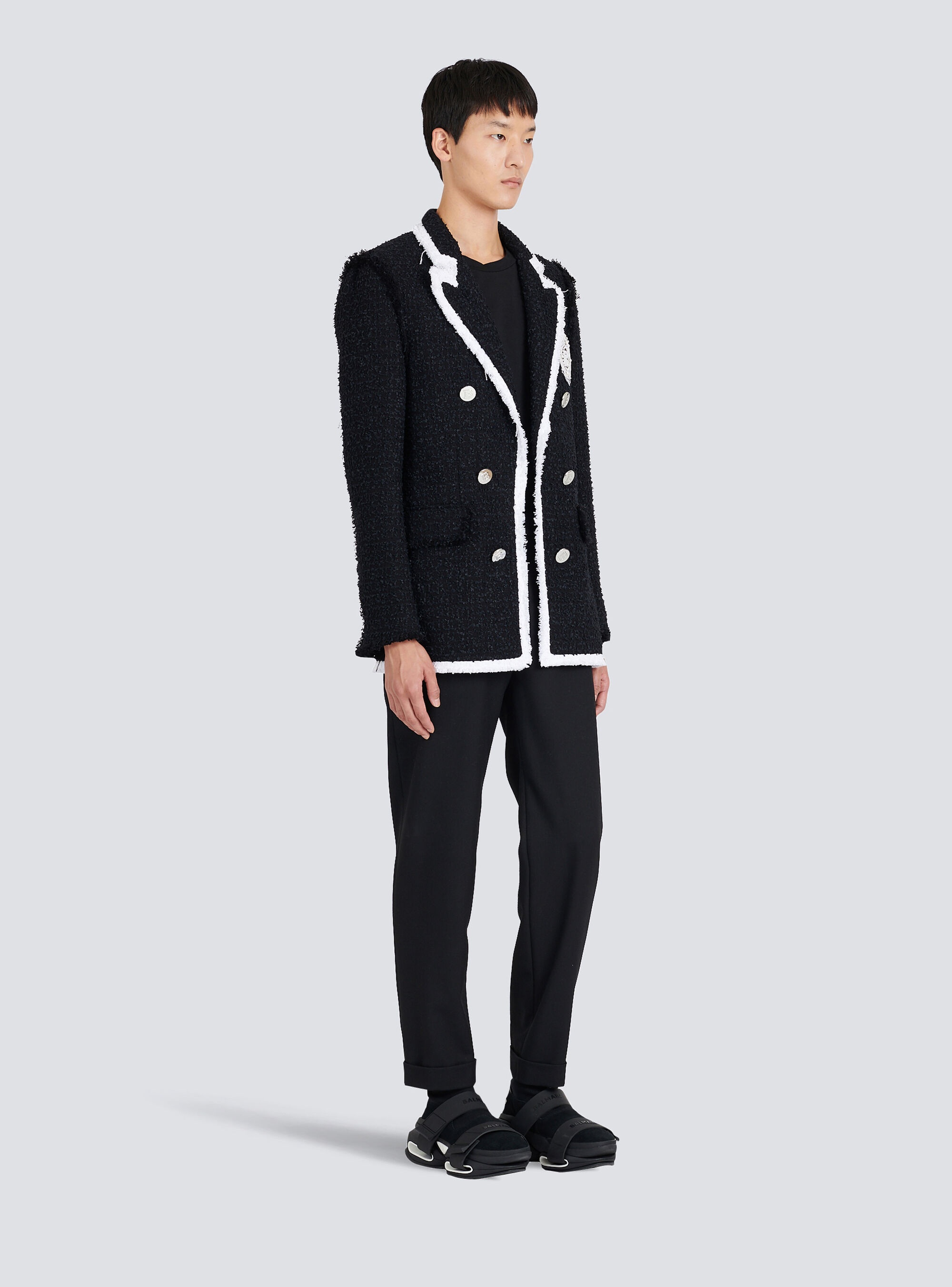 Tweed blazer with embroidered Balmain logo - 5