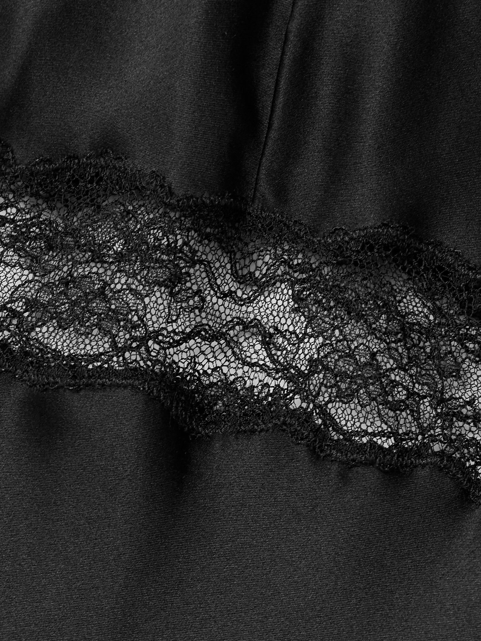 Adelie lace-trimmed silk-charmeuse gown Black - 4