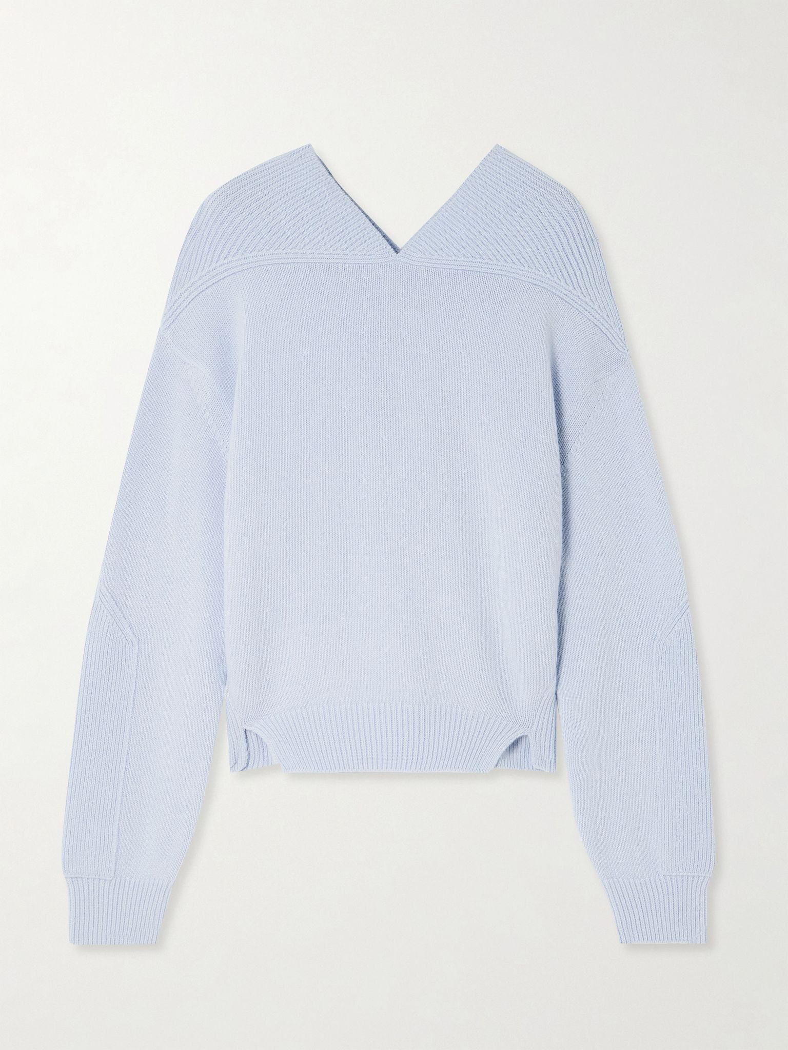 Ribbed wool and cashmere-blend sweater Light blue - 1