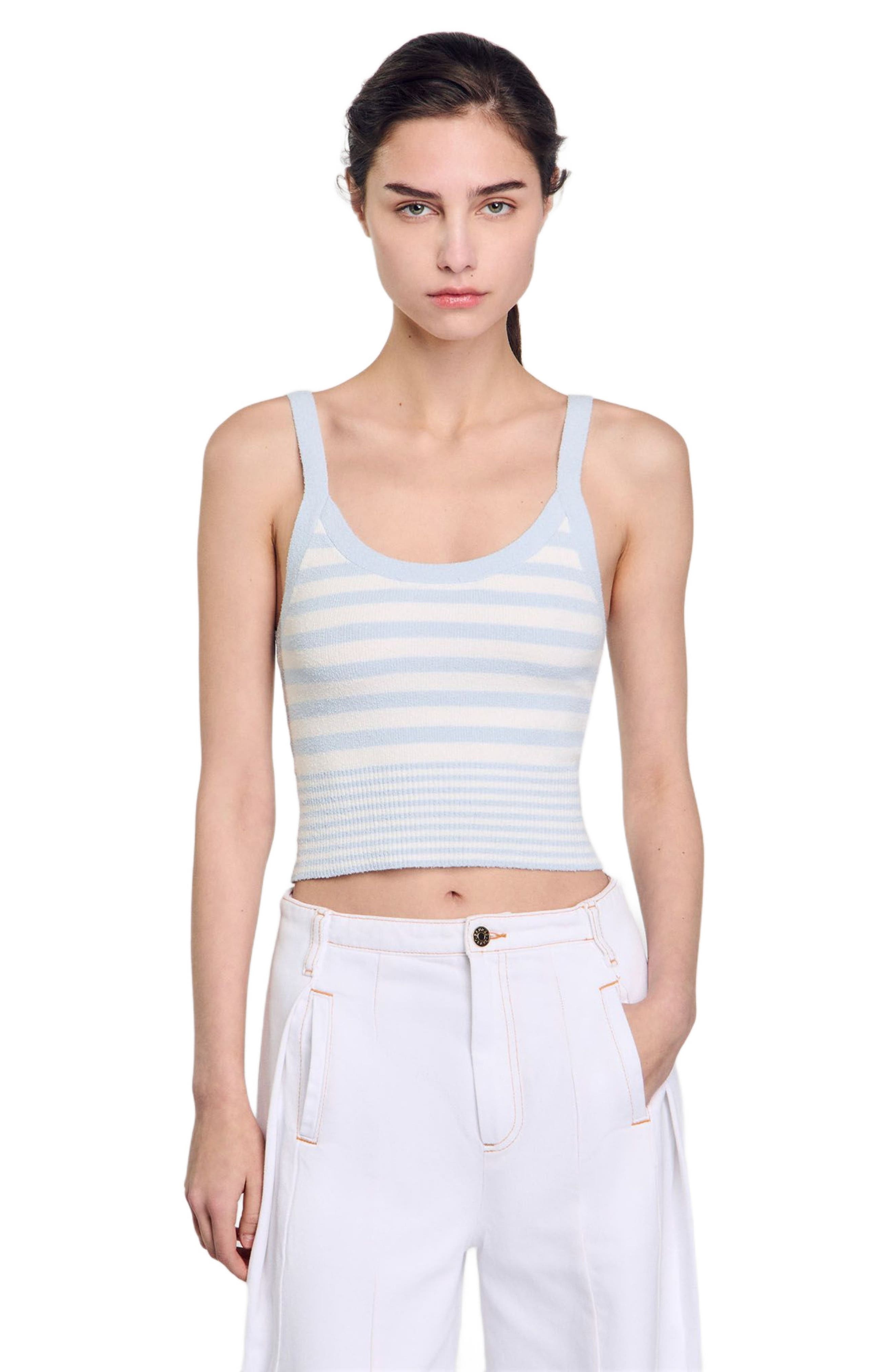 SANDRO Knit vest top in Sky Blue at Nordstrom - 1