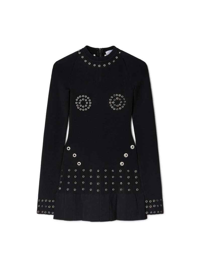 Eyelets Pleated Mini Dress 1