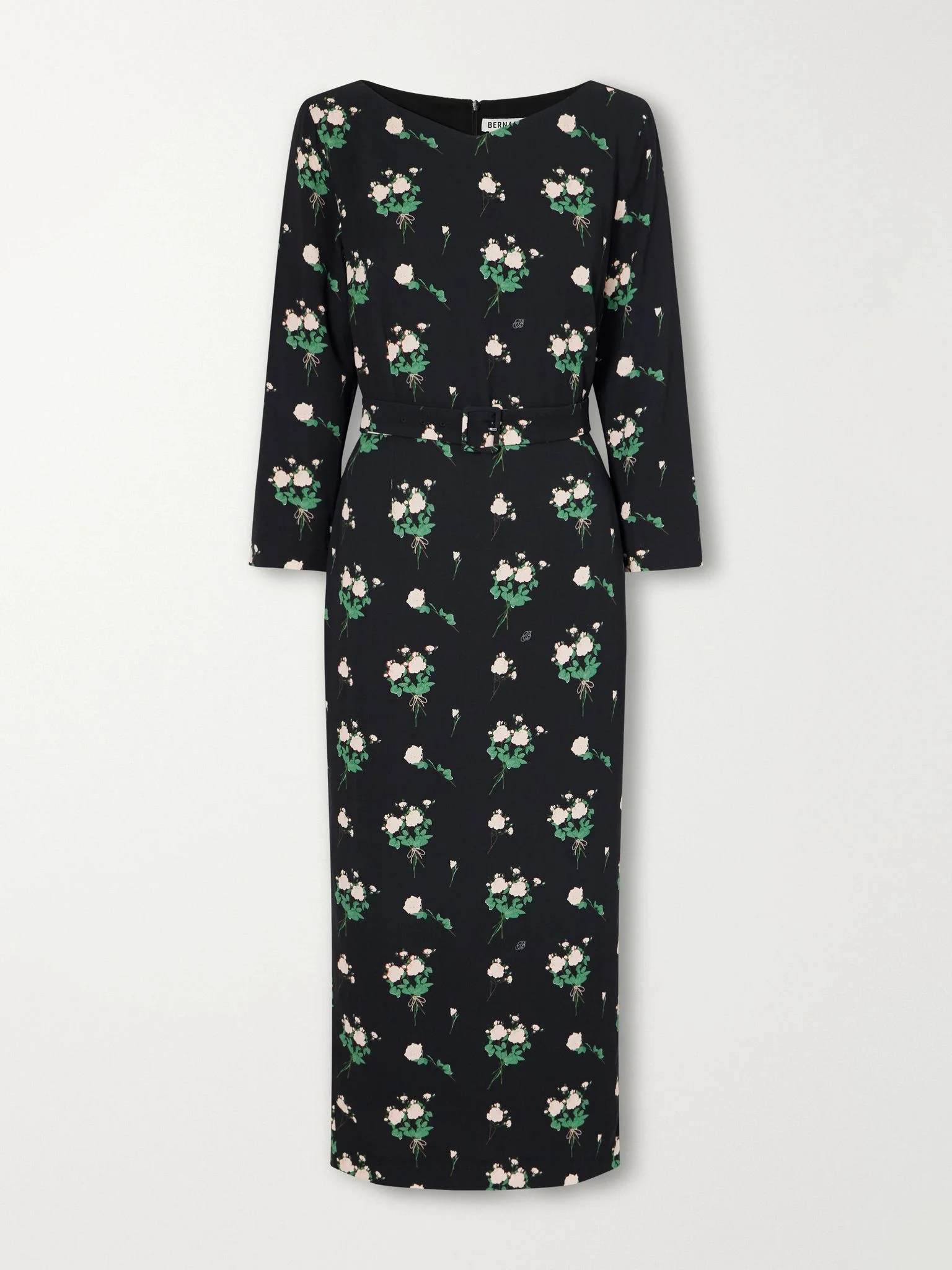 Lucky belted floral-print crepe midi dress Multi - 1