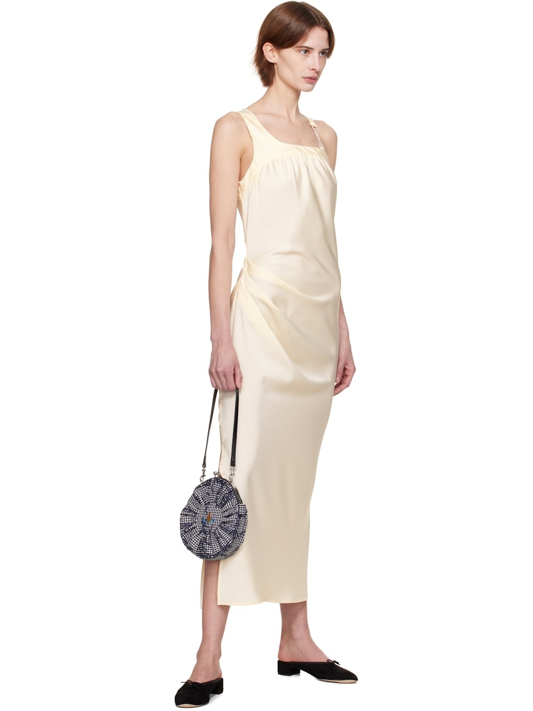 Off-White Satin Back Tied Maxi Dress - 4