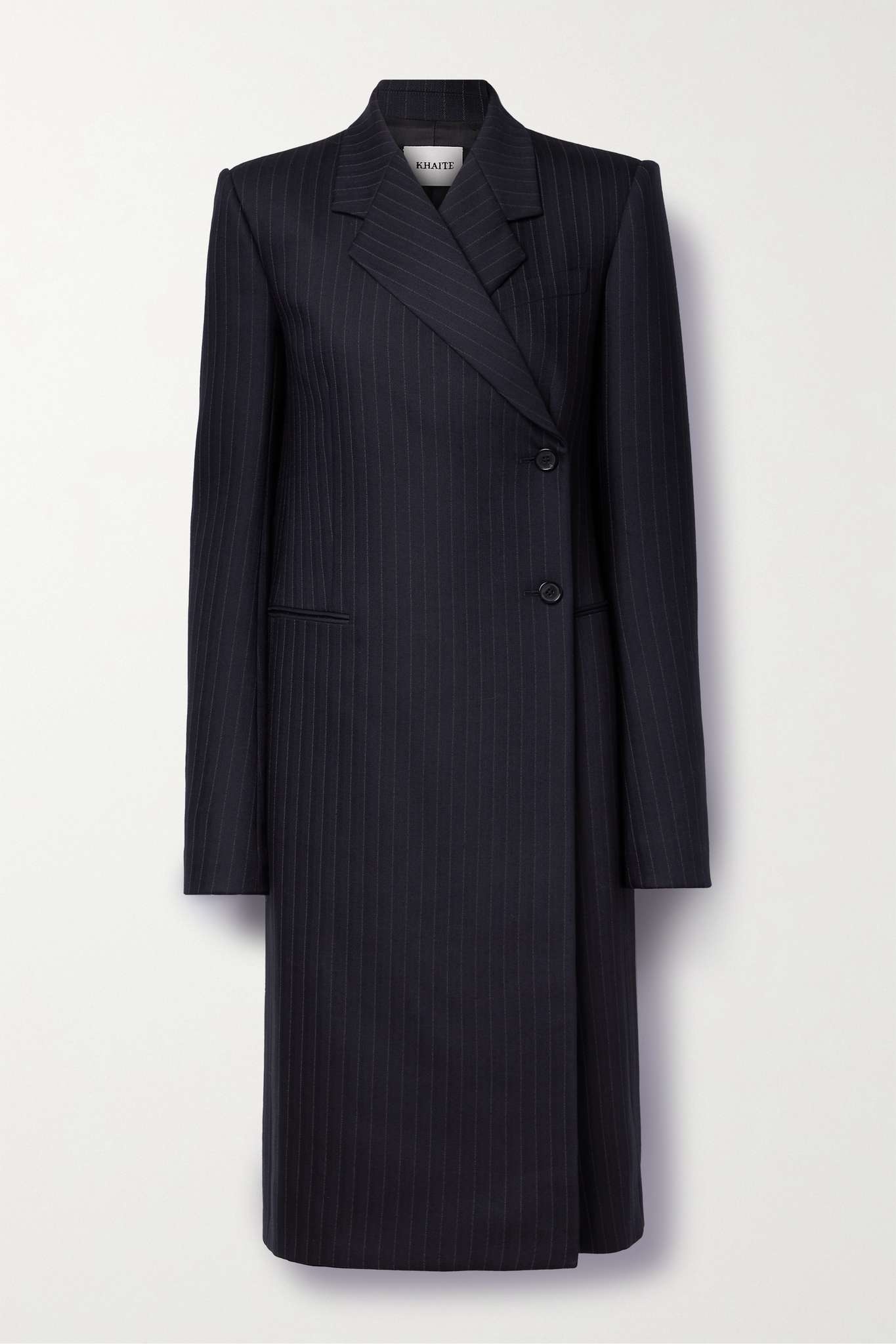 Kento double-breasted pinstriped wool-blend coat - 1