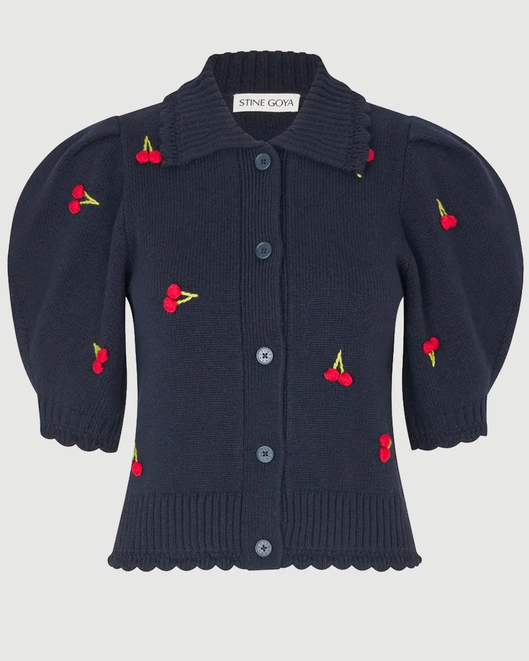 BOBBLE KNIT POLO CARDIGAN - 1