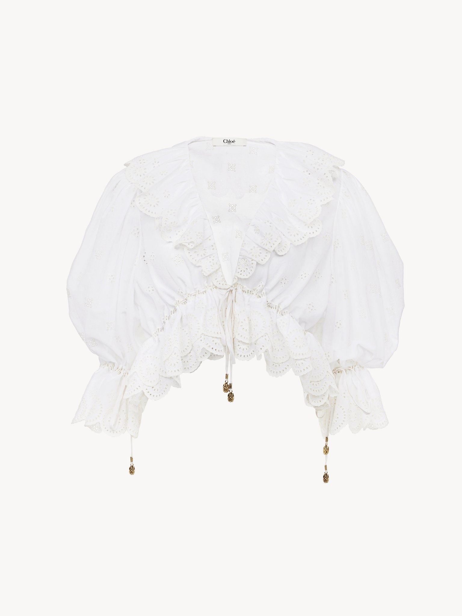 V-NECK RUFFLE TOP IN COTTON VOILE - 2
