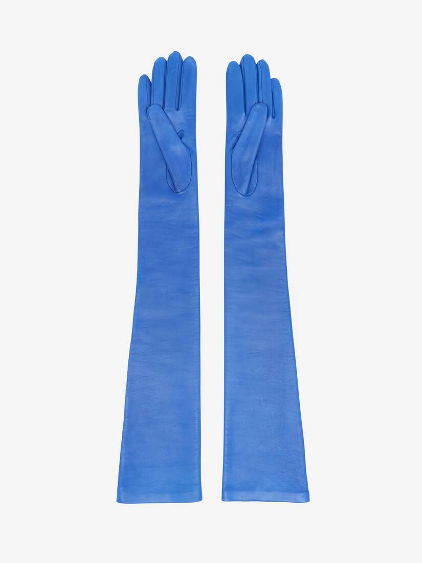 Women's Long Solid Gloves in Galactic Blue - 2