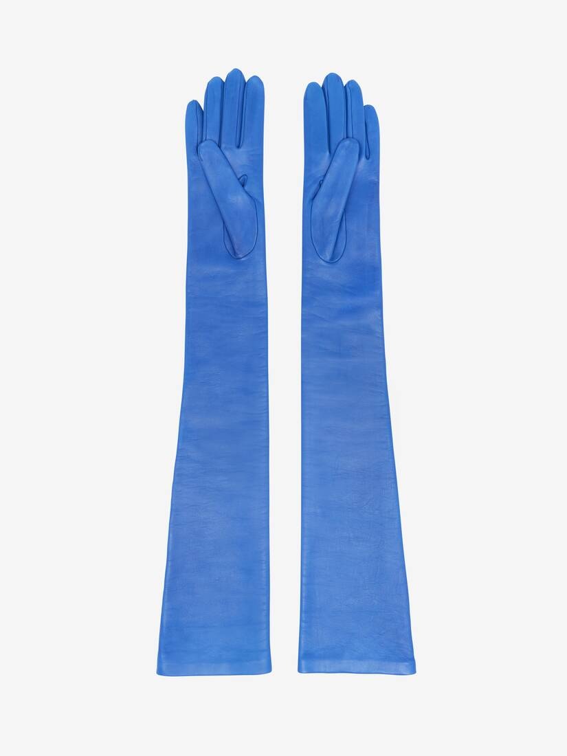 Women's Long Solid Gloves in Galactic Blue - 2