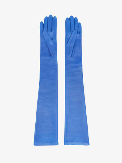 Alexander McQueen Women's Long Solid Gloves in Galactic Blue outlook