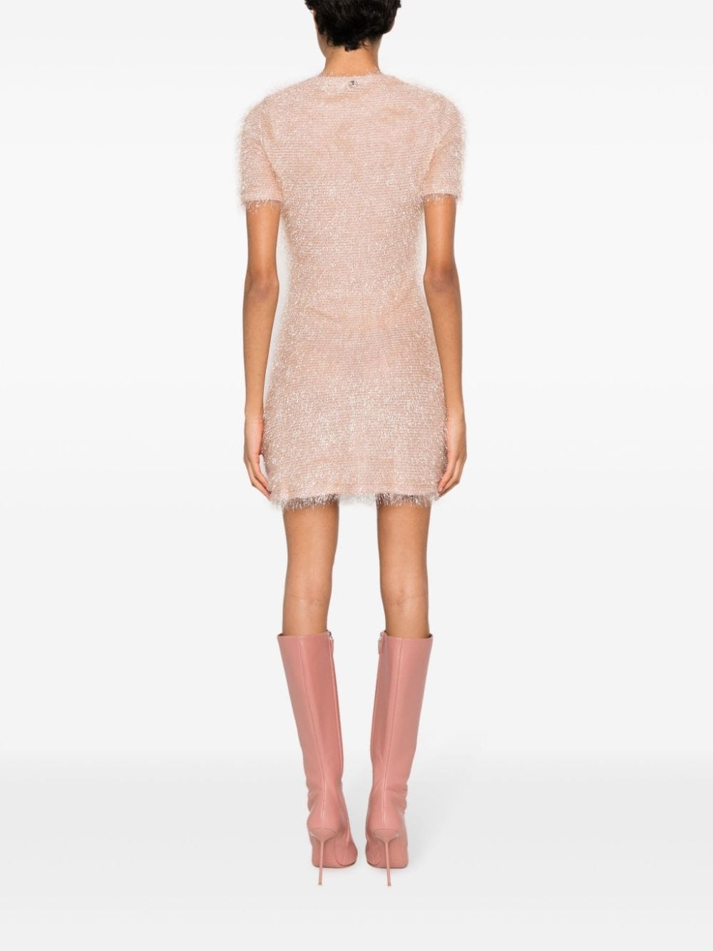 metallic-thread short-sleeve minidress - 4