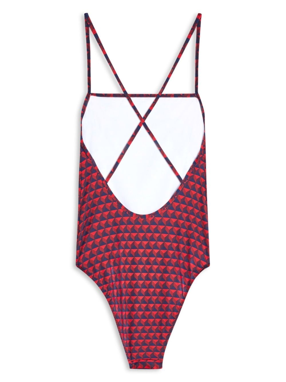 geometric-print criss-cross swimsuit - 2