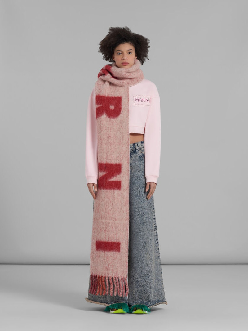 Marni PINK MOHAIR AND WOOL SCARF WITH MAXI LOGO outlook