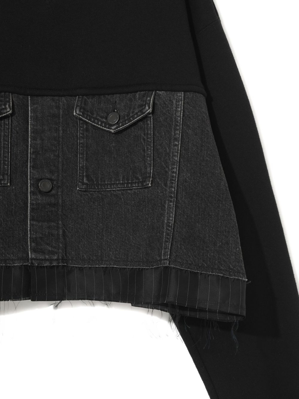 denim-panel cropped sweatshirt - 7