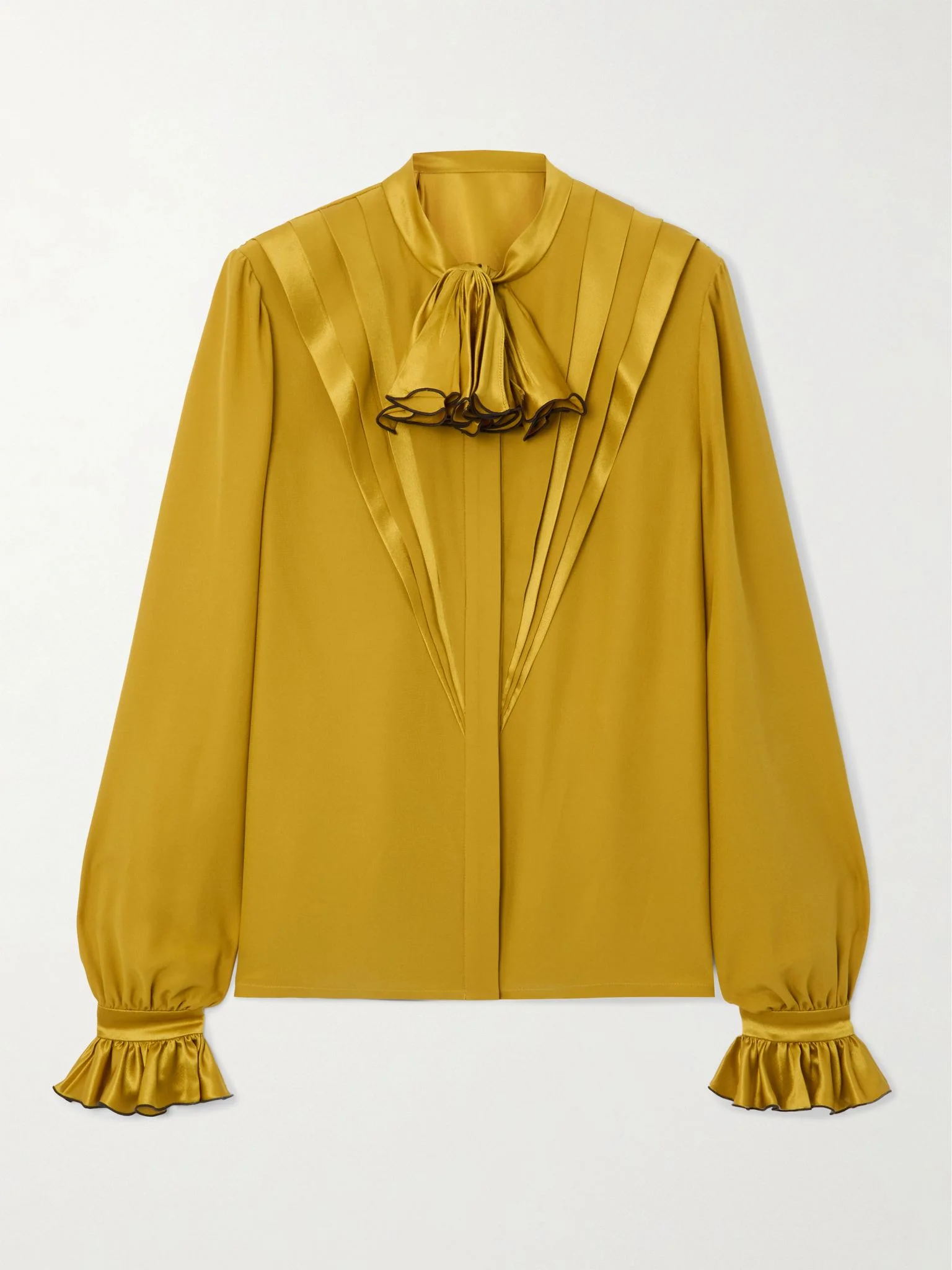Pleated silk blouse Mustard - 1