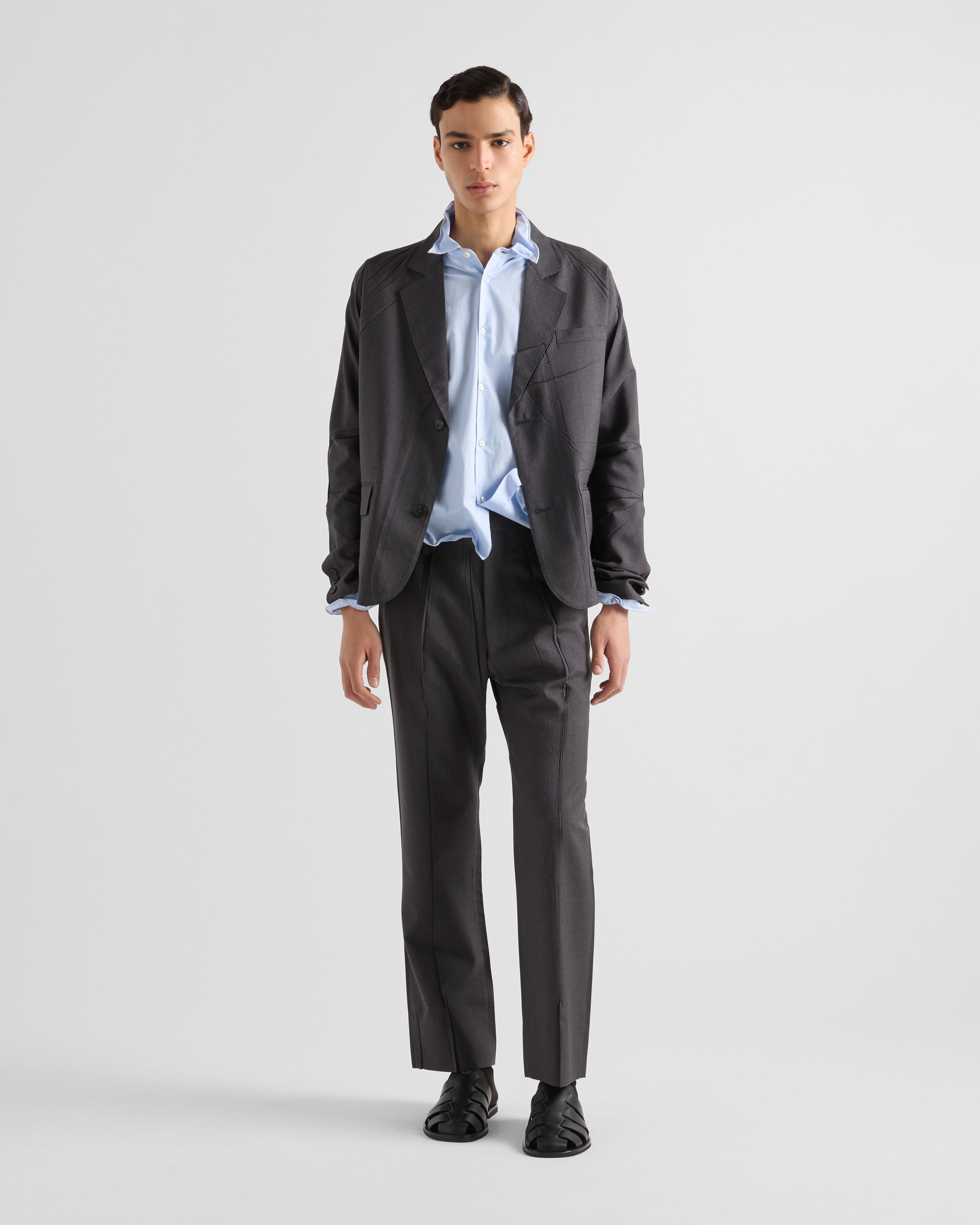 Single-breasted wool and silk jacket - 2