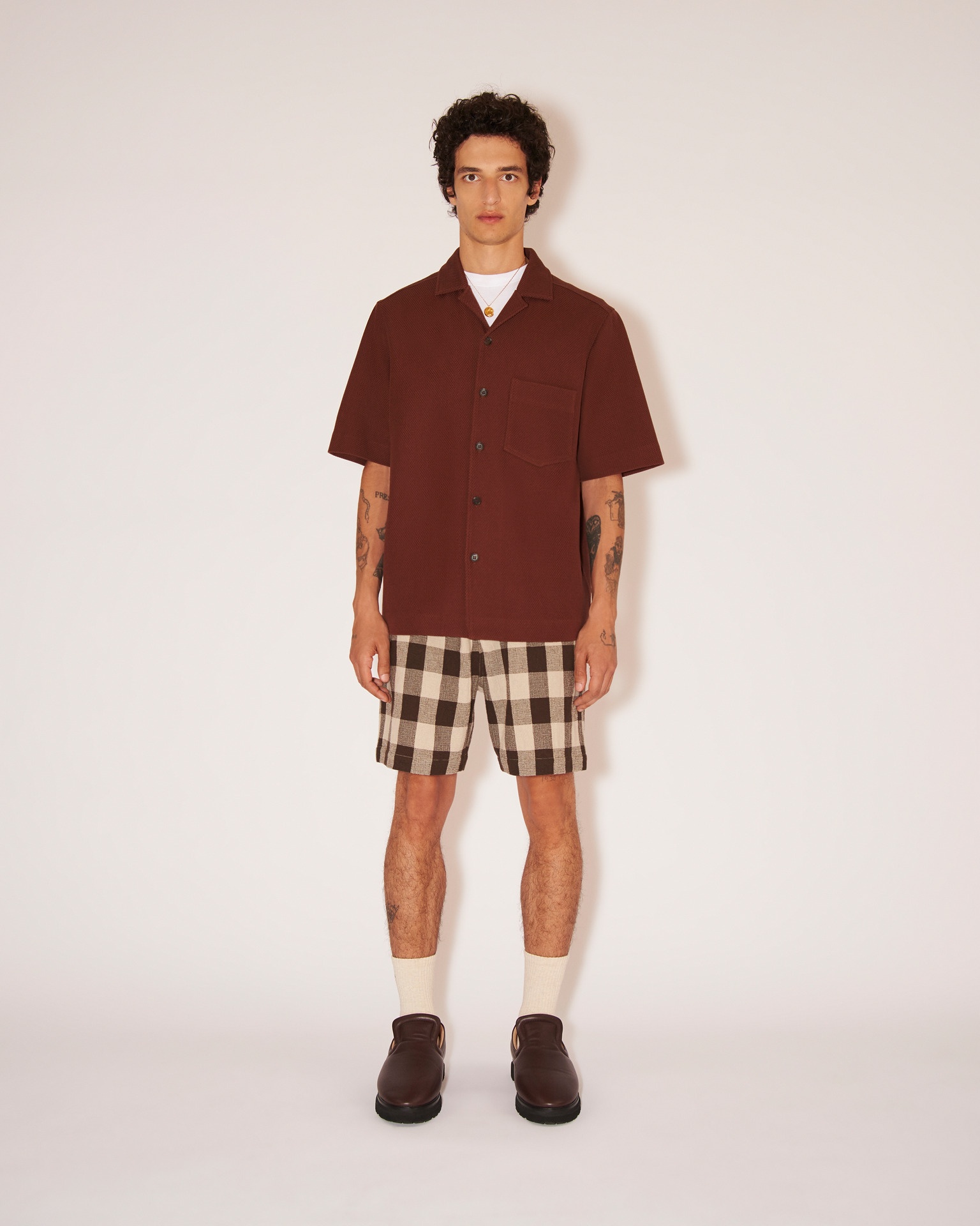 BODIL - Tweed structured shirt - Rust - 2