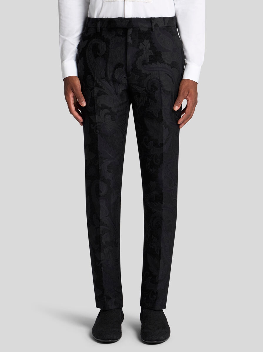 FLORAL PAISLEY EVENING TROUSERS WITH BAND DETAIL - 2
