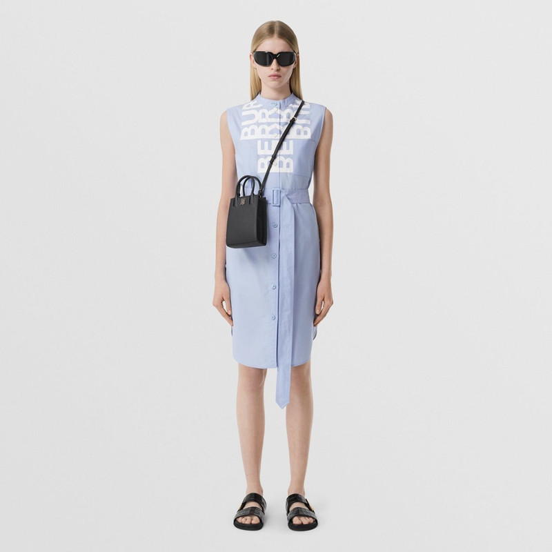 Burberry Sleeveless Logo Print Cotton Oxford Shirt Dress outlook