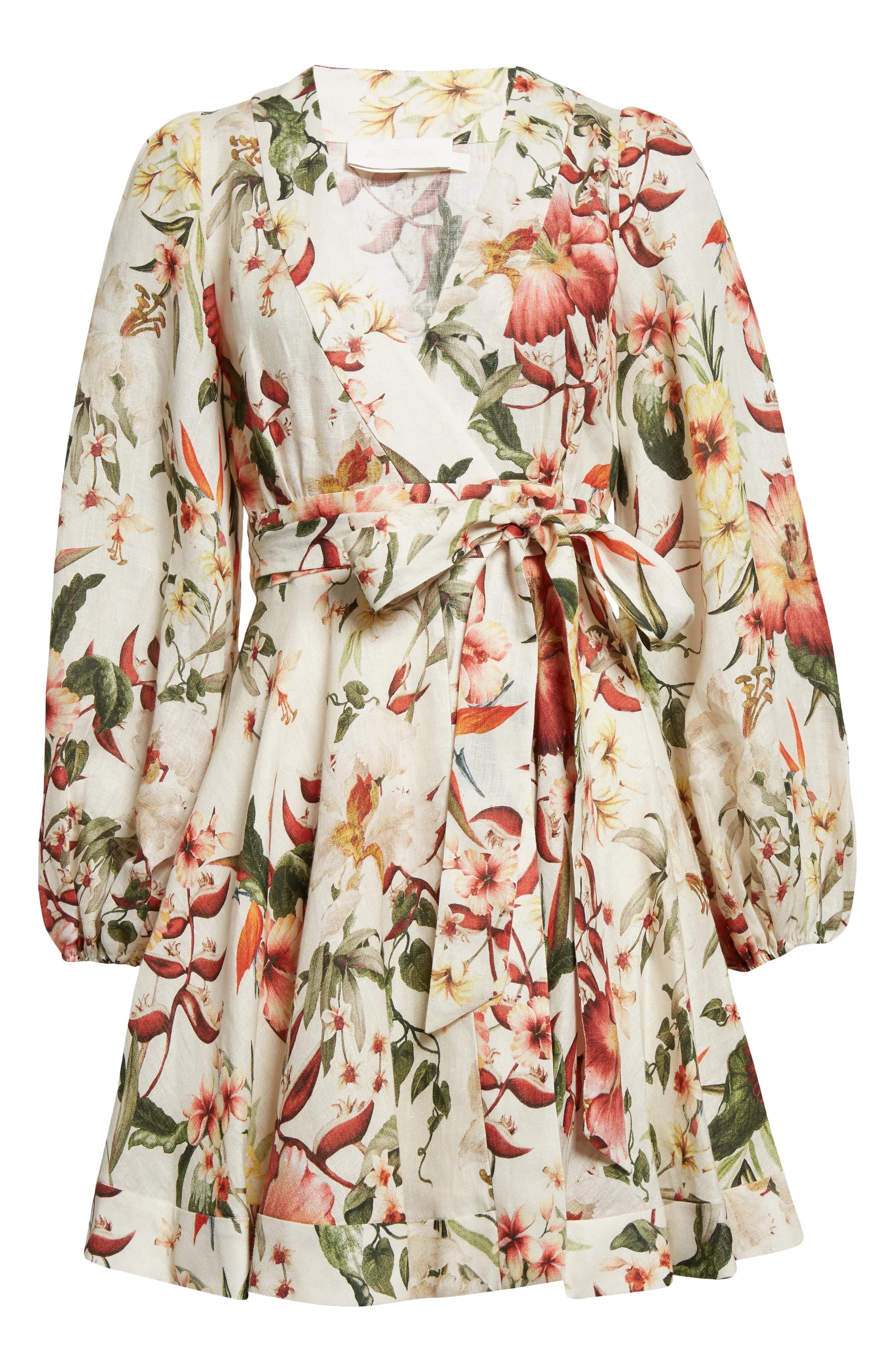 Lexi Floral Long Sleeve Linen Wrap Dress - 5