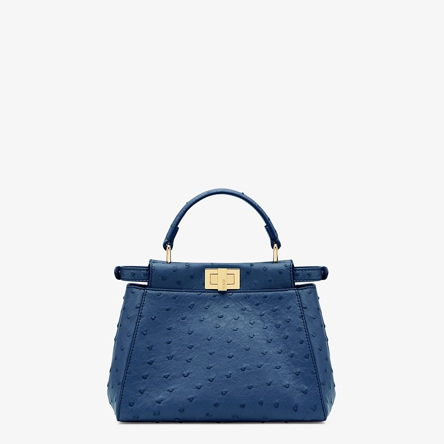 Blue ostrich leather bag - 3