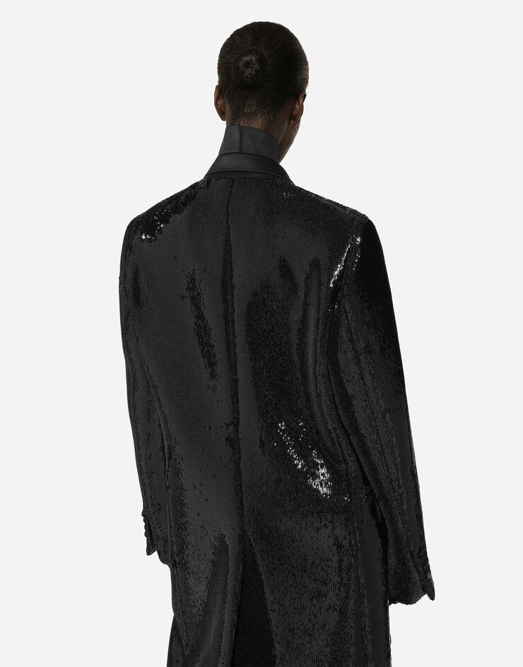 Micro-sequined double-breasted coat - 5