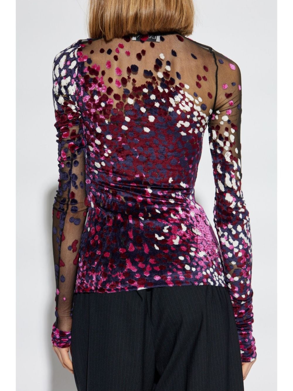 semi-sheer long-sleeve top - 4