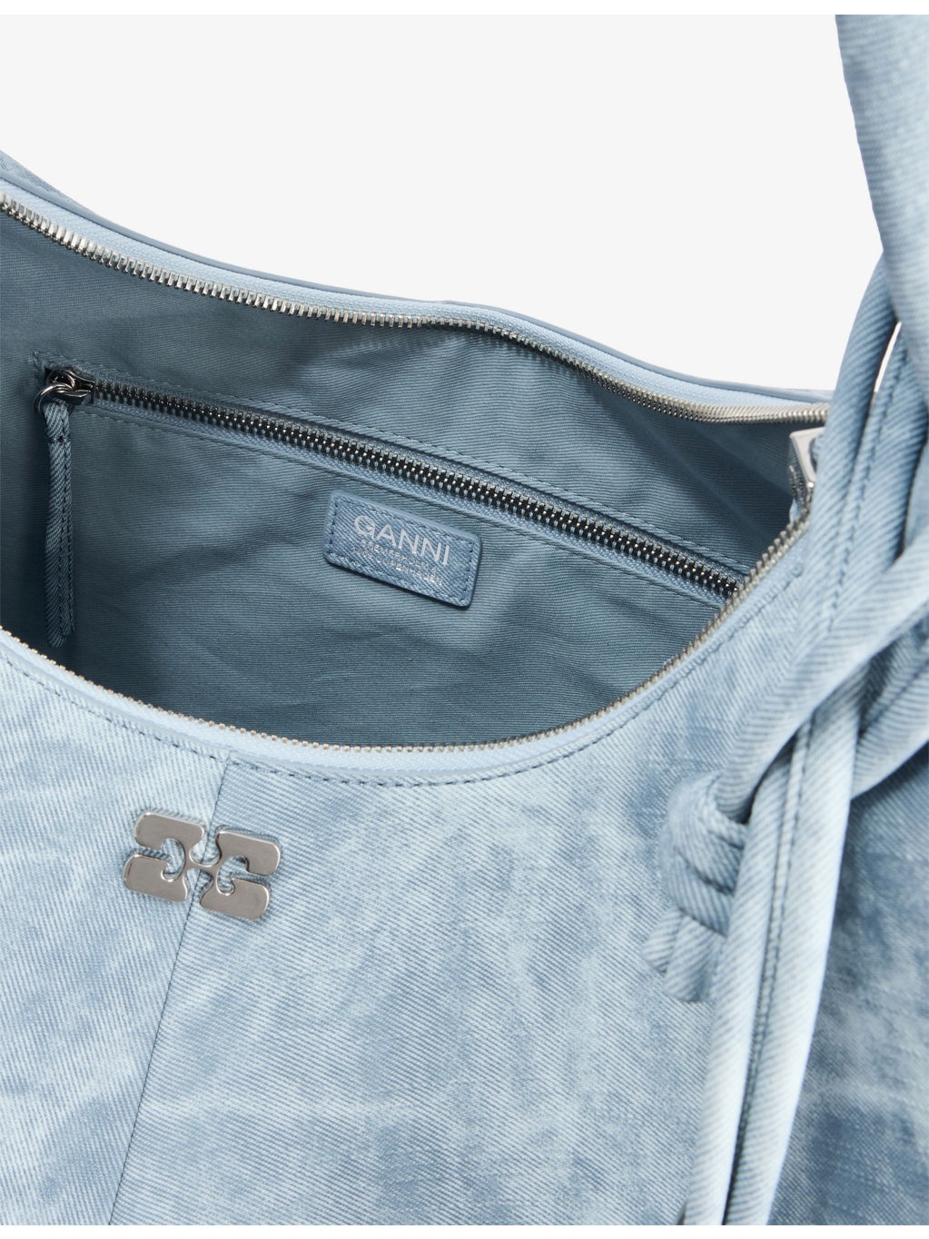 Bleached Medium Hobo Cotton Shoulder Bag - 5