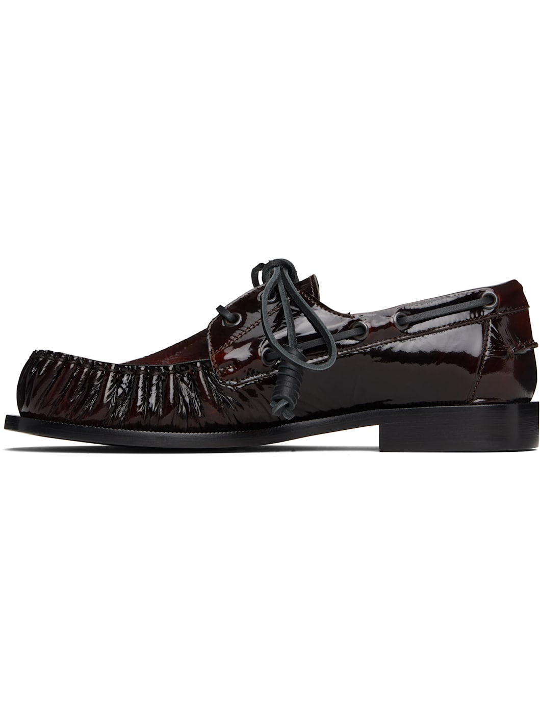 Brown Patent Leather Boat Shoes - 3