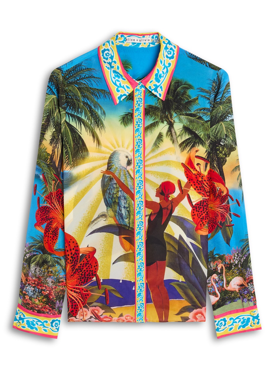 Alice + Olivia Willa Printed Silk Shirt - 1