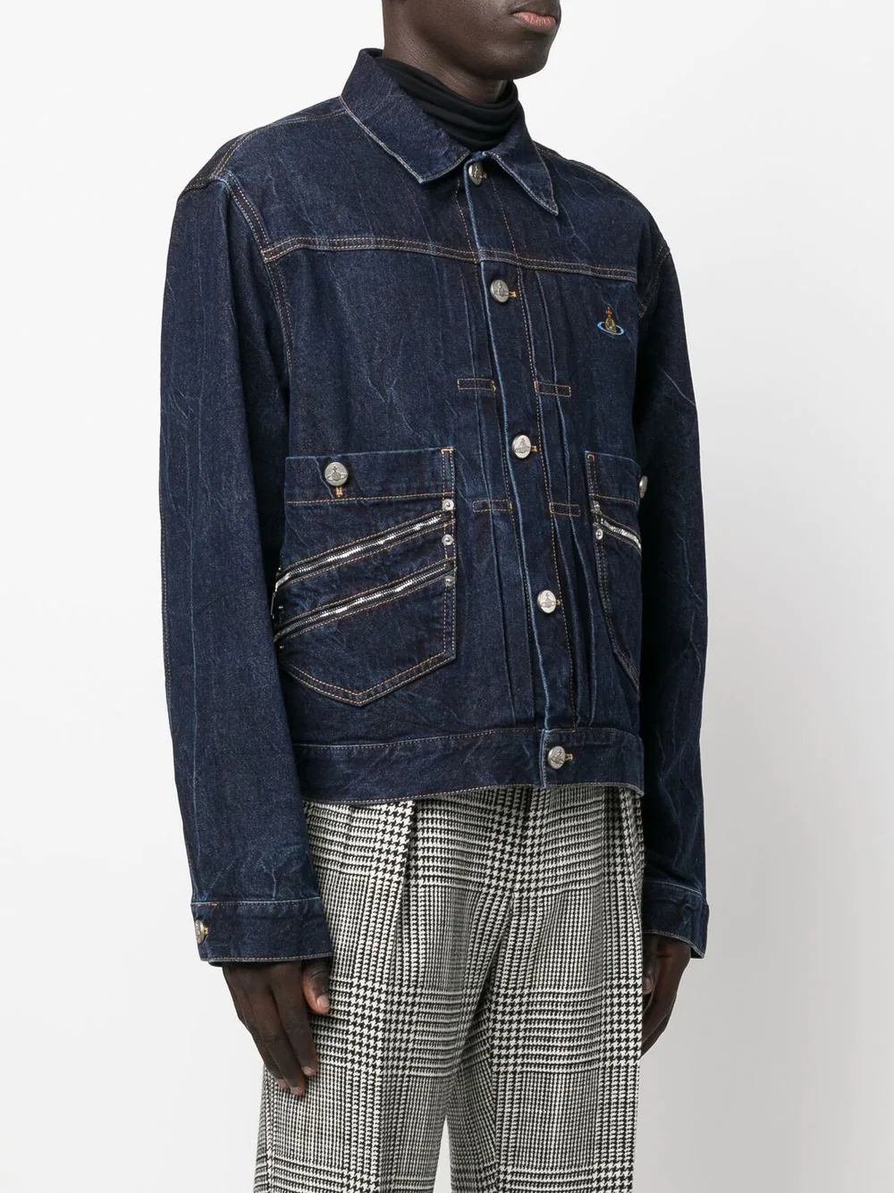 Orb-embroidered denim jacket - 4