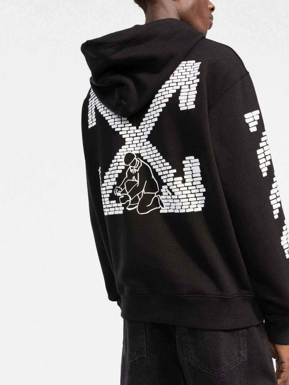 Arrows-motif drawstring hoodie - 3