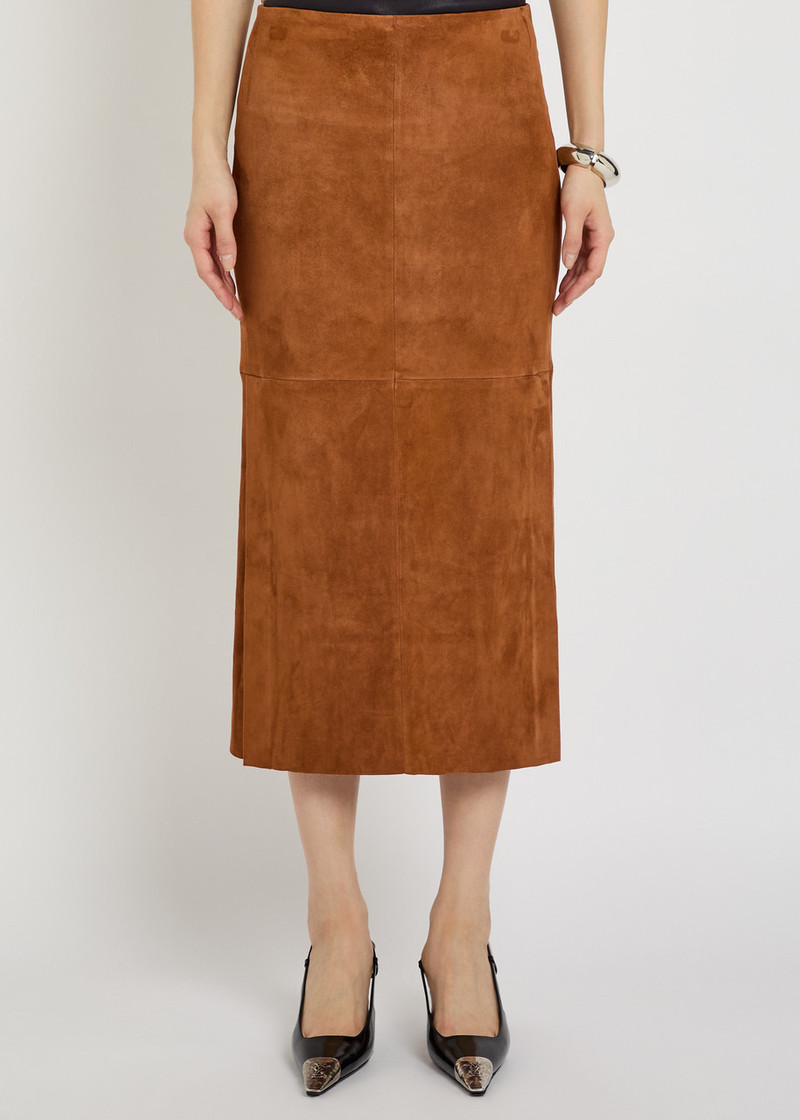 STOULS Stouls Winona Split-hem Suede Midi Skirt outlook