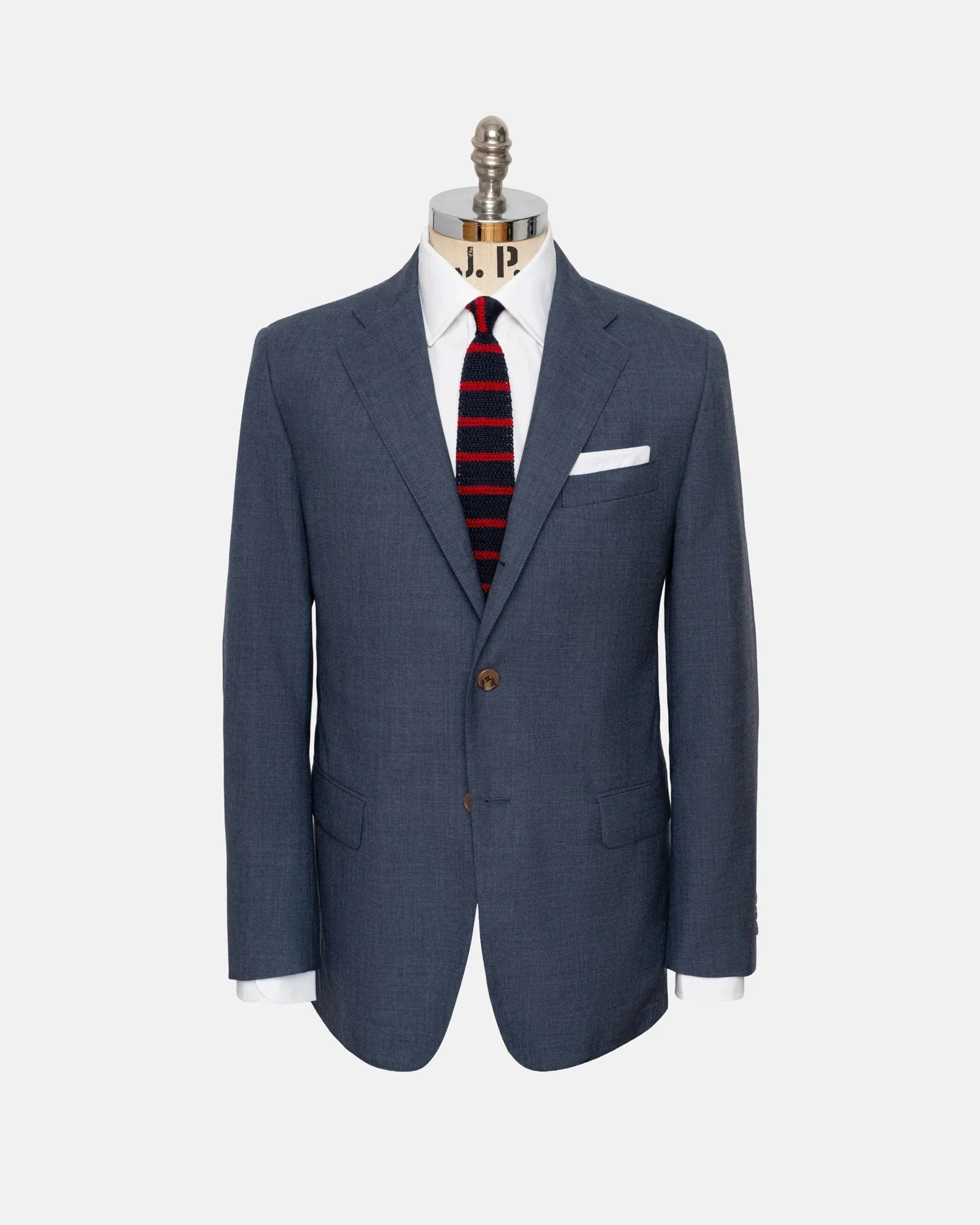 MADE-IN-USA FOX BROTHERS CHAR BLUE SOLID SUIT - 1