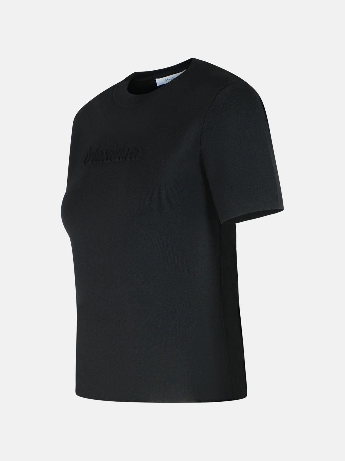'ADELIO' BLACK VISCOSE BLEND T-SHIRT - 2