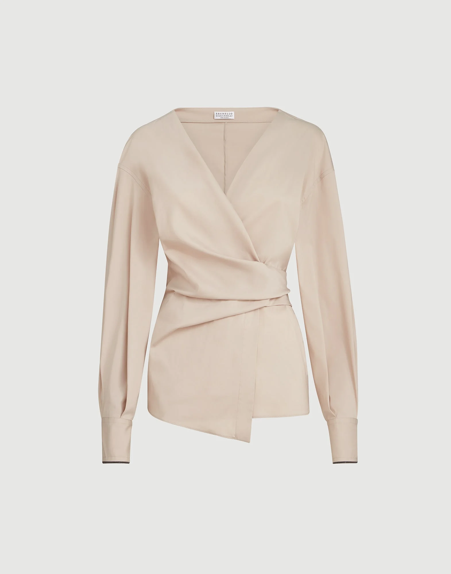 Stretch cotton poplin shirt with shiny cuffs - 1