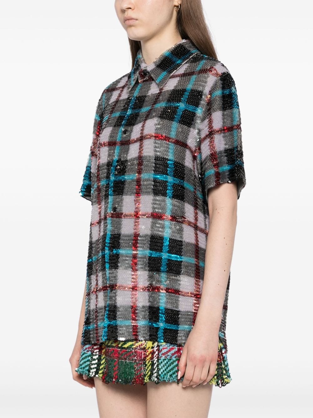 sequin-embellishment cotton shirt - 3